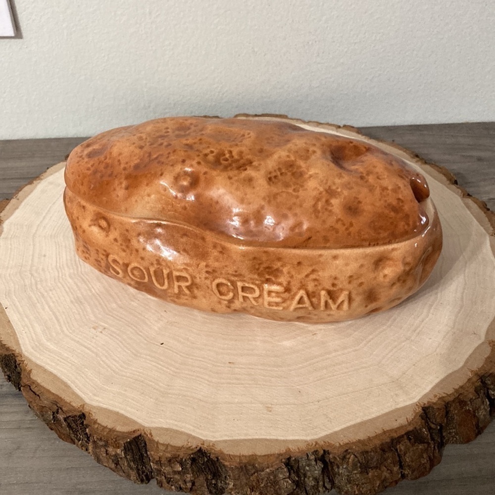VINTAGE LEFTON BAKED POTATO CERAMIC SOUR CREAM SERVING DISH H6459